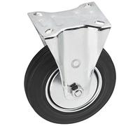 Metafranc Fixed Castor Diameter 125 mm - 104 x 80 mm Plate - Solid Rubber Wheel - Soft Tread - Roller Bearings - 100 kg Load Capacity/Transport Castor/Furniture Castor/Heavy Duty Castor / 800600