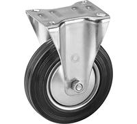 Metafranc Fixed Castor Diameter 160 mm - 135 x 105 mm Plate - Solid Rubber Wheel - Soft Tread - Roller Bearing - 150 kg Load Capacity/Transport Castor/Furniture Castor/Heavy Duty Castor