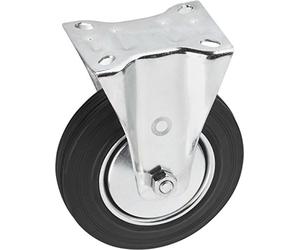 Metafranc Fixed Castor Diameter 200 mm - 140 x 110 mm Plate - Solid Rubber Wheel - Soft Tread - Roller Bearings - 205 kg Load Capacity/Transport Castor/Furniture Castor/Heavy Duty Castor / 803070