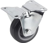 Metafranc Fixed Castor Diameter 80 mm - 105 x 80 mm Plate - Elastic Solid Rubber Wheel - Soft Tread - Roller Bearing - 100 kg Load Capacity/Transport Castor/Furniture Castor/Heavy Duty Castor