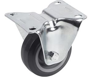 Metafranc Fixed Castor Diameter 80 mm - 105 x 80 mm Plate - Elastic Solid Rubber Wheel - Soft Tread - Roller Bearing - 100 kg Load Capacity/Transport Castor/Furniture Castor/Heavy Duty Castor