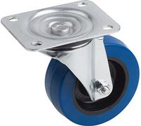 Metafranc Swivel Castor Diameter 100 mm - 105 x 80 mm Plate - Elastic Solid Rubber Wheel - Soft Tread - Roller Bearing - 150 kg Load Capacity/Transport Castor/Furniture Castor/Heavy Duty Castor