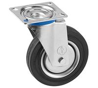 Metafranc Swivel Castor Diameter 160 mm - 135 x 105 mm Plate - Solid Rubber Wheel - Soft Tread - Roller Bearings - 150 kg Load Capacity/Transport Castor/Furniture Castor/Heavy Duty Castor / 800910