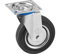 Metafranc 803080 Swivel Castor Diameter 200 mm, 140 x 110 mm, Solid Rubber, Roller Bearing, Black