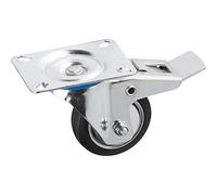 Metafranc Swivel Castor Diameter 200 mm - Lock - 140 x 110 mm Plate - Solid Rubber Wheel - Soft Tread - Roller Bearing - 205 kg Load Capacity/Transport Castor/Furniture Castor/Heavy Duty Castor