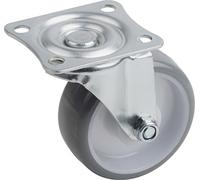Metafranc Swivel Castor Diameter 75 mm - 70 x 59 mm Plate - Polyurethane Wheel - Soft Tread - Roller Bearing - 75 kg Load Capacity/Transport Castor/Furniture Castor/Heavy Duty Castor / 802920