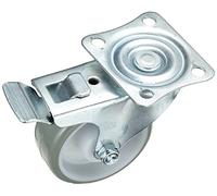 Metafranc Swivel Castor Diameter 75 mm - Lock - 70 x 59 mm Plate - Polyurethane Wheel - Soft Tread - Roller Bearings - 75 kg Load Capacity/Transport Castor/Furniture Castor/Heavy Duty Castor / 802930