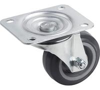 Metafranc Swivel Castor Diameter 80 mm - 105 x 80 mm Plate - Elastic Solid Rubber Wheel - Soft Tread - Roller Bearing - 100 kg Load Capacity/Transport Castor/Furniture Castor/Heavy Duty Castor /