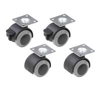 Metafranc Double Ø 50 mm-4 pieces-60 x 60 mm Plate-TPR Wheels-Ball bearings-70 kg Load Capacity-Ideal Objects/Beach Chair Heavy Duty Furniture castors / 804660, Gray