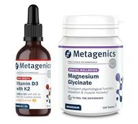 Metagenics Magnesium Glycinate & Vitamin D3 with K2 - Bone Strength, Immune Function & Calcium Absorption - 120 Tablets & 30ml Liquid Drops