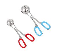 metagio 2 Packs None-Stick Meat Baller, Stainless Steel Meatball Maker with Detachable Anti-Slip Handles, Meat Baller Tongs, Cake Pop, Ice Tongs, Cookie Dough Scoop for Kitchen (1.38" and 1.78")
