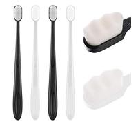 metagio 4 Packs Soft Micro Nano Manual Toothbrush, Bristled Adult Toothbrush Micro-Nano Manual Toothbrushes with 20000 Bristles for Fragile Gums Adult and Children(Black+White)