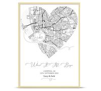 Metahoga Customised HEART MAP Prints - Where It All Began -Valentine's Day, Birthdays, Anniversary, Christmas, Personalised Unique Gift for Boyfriend or Girlfriend, Husband or Wife