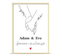 Metahoga Customized Hands Romantic Print Wall Art Gift for Her or Him, Couples on Valentine's Day, Birthdays, Anniversaries, Christmas, Unique Gift from Wife, Husband, Boyfriend, Girlfriend