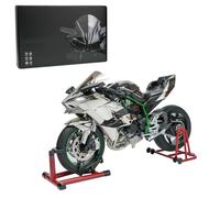MetaHrystynx 1/6 Scale Alloy Dynamic Motorcycle Model, H2R Track Edition Motorbike with gnition System, Light and Sound Effects & Smoke Spray, Home Decor Gift for Adults Enthusiasts (Silver)