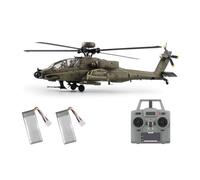 MetaHrystynx C170 AH-64D 6CH RC Helicopter, 1/48 Scale 2.4G Brushless Military RC Aircraft with Optical Flow Positioning, One-Key Inverted Flight and Altitude Hold, Gift for Adult (Military Green)