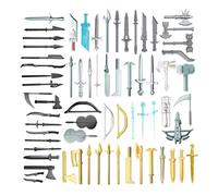 MetaHrystynx Medieval Ancient Weapon Pack Accessories Kits for Minifigures, Include Include Bow, Sword, Shield, Spear Compatible with Major Brands, 65 Pieces