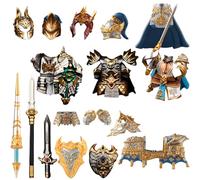 MetaHrystynx Medieval Weapon Pack Accessories Set, Weapons & Accessories Playset with Armor Helmet Shield Swords Spears for Knights Minifigures (23PCS)