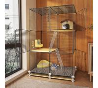 Metal 2/3 Tiers Small Animal Cages, Encrypted Iron Mesh Chinchilla Cage, with Universal Wheel, Multiple Door Design (72 cm L x 37cm W x 113 cm H)
