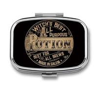 Metal 2 Compartment Pill Organizer Travel Friendly Portable Compact Pill Box Cute Pill Case,for Pocket Wallets Daily Portable Medicine Vitamin Tablet Storage (Potion)