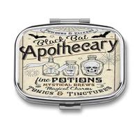 Metal 2 Compartment Pill Organizer Travel Friendly Portable Compact Pill Box Cute Pill Case to Hold Vitamins,Fish Oil,Supplements,Meds,Tablet for Purse,Pocket. (Apothecary)