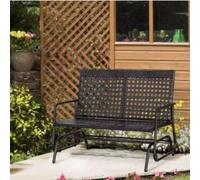 Metal 2 Seater Pe Rattan Glider Bench Outdoor