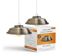 Metal 2PCS Ceiling Lamp Shade 22cm Easy Fit Light Pendant Modern Ceiling Lighting Shade for Bedroom, Hallway, Office, Café, Restaurant Industrial Green Brass Light Shade Hanging Pendant