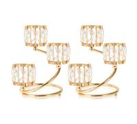 Metal 3 Arm Crystal Candle Holder - Tea Light Centerpiece Candle Holder, Votive Holder with Sparkling Crystal Bowl, Suitable for Wedding, Table Centerpiece, Home Decor (2, 3 arm-Gold)