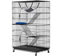 Metal 4-Tier Cat Cage Playpen Crate Kennel with 3 Doors, Hammock & Pet Bed - Indoor Outdoor Small Animal Enclosure for Cats