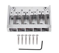 Metal 5 String Electric Bass Bridge Tailpiece, Replacement Bass Bridge for 5 - String Bass Guitars, Durable Anti - Metal Tailpiece with Screws and Wrench for Mainstream E (Silver)