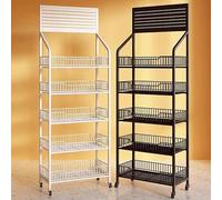 Metal 5 Tier Candy Display Rack with Wheels & 15 Hooks Black Retail Stand for Snacks Sweets and Treats Perfect for Commercial Use and Store nization