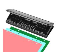 Metal 6-hole punch, A5 A6 A7 6-ring hole punch with positioning marker, 6 sheets punching capacity, 5 mm hole diameter, 6 hole binder punch for A3 A4 A5, 6 sheets punching capacity, black