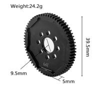 Metal 63T 64T 66T 68T 71T 54500 Spur Gear and Gear Mount High Speed Gear Set for Tamiya TT-02 TT02 1/10 RC Car Upgrade Parts(64T)