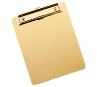 Metal A5 Clipboard Holder with Low Profile Clip, Gold Stainless Steel | Flat Rigid Backing, Smooth Edges and Surface, for Receipts, Proofs, Conference Rooms and Presentations