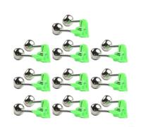 Metal ABS Carp Bite Alarm Green Silver Set Metal ABS Carp Bite | Loud ring sound, metal and ABS build, green silver color, fits most rods, 10 pack value