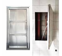 Metal Access Panel with Hidden Hinges and Touch Latch Design for Seamless Tile and Wood Integration, Ideal for Plumbing and Electrical Wall Access