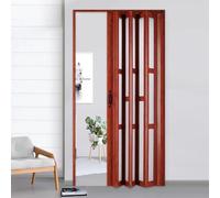 Metal Accordion Door with Frosted Acrylic Panel, Retractable Privacy Screen for Kitchen and Laundry Room