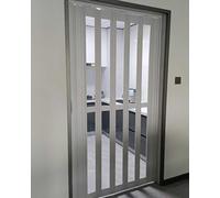 Metal Accordion Folding Door with Acrylic Panel, Clear Sliding Divider for Kitchen, Pantry, Closet, Privacy Screen