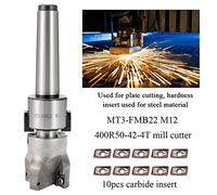 Metal Accuracy Turning Machine Tool MT3 FMB22 Holder Face Mill Arbor 10PCS Carbide Insets Turning Tool for Steel Plate Cutting High Precision