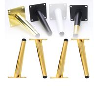 Metal Adjustable Furniture Legs, Set of 4,Modern DIY Table Replacement Support Legs with Screws, Couch Feet for Bedroom, Kitchen, Living Room, Garage, Art Studio(Gold,10cm/3.9in)