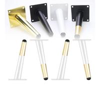 Metal Adjustable Furniture Legs, Set of 4,Modern DIY Table Replacement Support Legs with Screws, Couch Feet for Bedroom, Kitchen, Living Room, Garage, Art Studio(White Gold,17cm/6.7in)