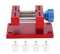 Metal Adjustable Watch Case Holder, Professional Watchmaker Repair Tool, Safe Watch Strap Remover Base with Spin Button for Movement Repair, Max Opening 80mm for Various Watch Size (Red)