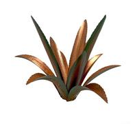 Metal Agave Sculpture for Outdoor Garden Decor, Iron Lawn Ornament with H-Shaped Screws, Blue/Green/Red, 56 x 48.5 cm(Green with H pole)