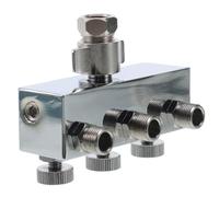 Metal Airbrush Hose Manifold 3-Way Splitter 6.8x5.7x3.4cm | Portable Silver Build, Integrated Flow Valves, Versatile Fit for Compressor Splitters and Air Hose Systems