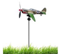 Metal Airplanes Windmill, Shark Mouth Warplane Garden Wind Spinner, Outdoor Dynamic Propeller Windmill Plane, Rotating Weather Resistant Weather Vane, For Courtyard Walkway Backyard Lawn Farmhouse
