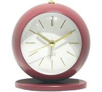 Metal Alarm Clock with Loud Alarm for Heavy Sleepers, Silent Sweep Bedside Clock, Gentle Night Light, Modern Minimalist Round Design for Students, Emerald(Red)