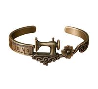 Metal alloy adjustable bracelet with a quilter theme, vintage sewing charms, machine jewelry, and a sewing machine bracelet and ring set (Bracelet)