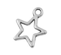 Metal Alloy Star Charms Antique Silver 15mm Pack of 30