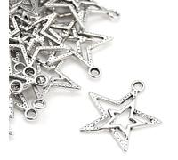 Metal Alloy Star Charms Antique Silver 23mm Pack of 20