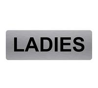 METAL Aluminum LADIES Toilet Sign-TEXT ONLY-Brushed SILVER -Toilets Lavatory,Restroom Door Notice Office Shop Home Warehouse School Toilets